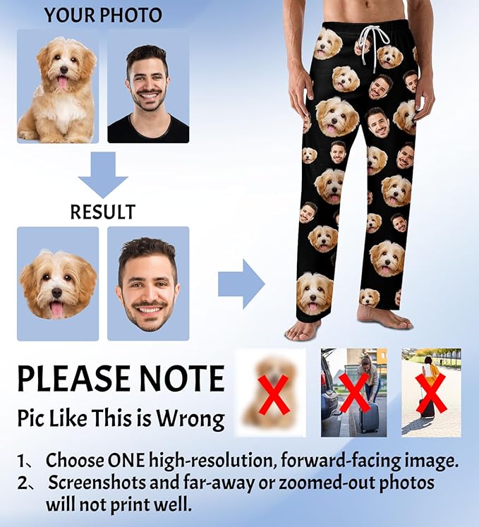 Custom Pajama Pants with Face customized PJ Pants Christmas Valentine gifts for Men Women