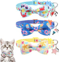 KOOLTAIL Breakaway Cat Collars for Boy Cats with Bow Tie and Bell, 3 Pack Fancy Ocean Theme Kitten Collars with Cute Charm Pendant & Safety Buckle, Adjustable Soft Collars for Boys Girls Kitty