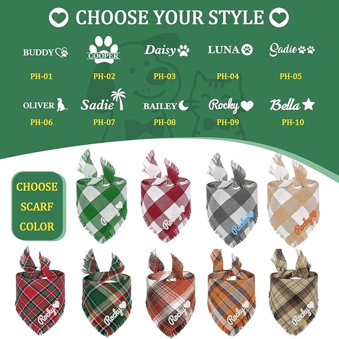 Personalized Dog Gifts with Embroidered Name Custom Dog & Cat Bandana Personalized Pet Name Neckwear Dogs Costume Accessories for Small Medium Large Dogs Cats Birthday Gotcha Day Gifts