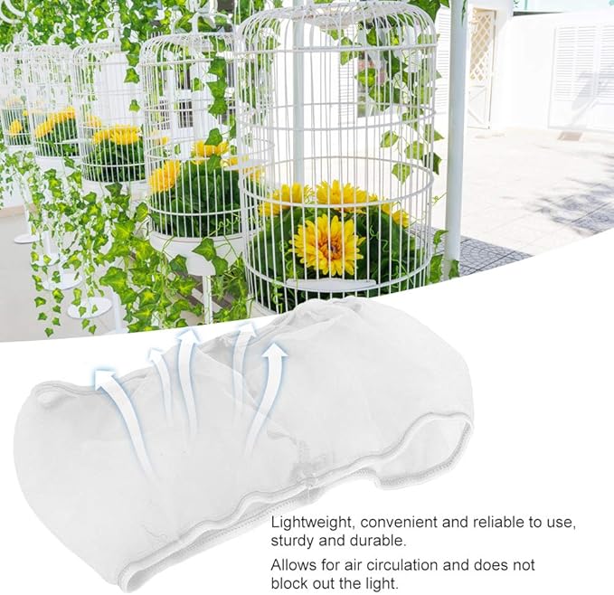 Alvinlite 2 Pieces Bird Cage Cover Seed Feather Catcher Birdcage Nylon Mesh Net Cover Soft Skirt Guard,Bird Cage Accessory(White)