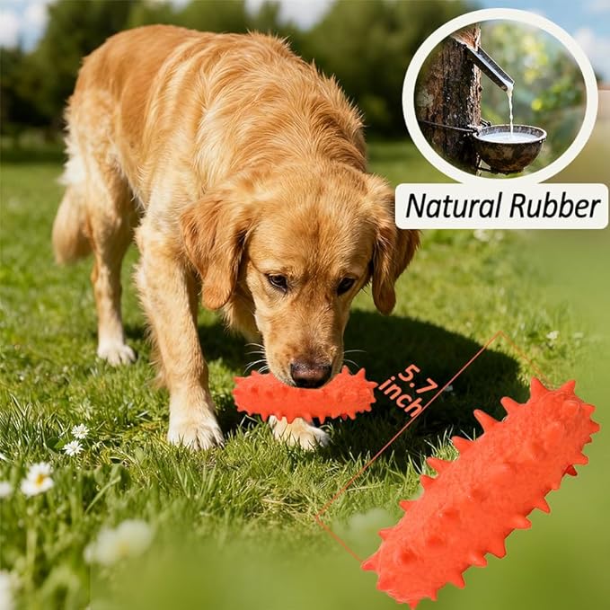 2 Pack Dog Toys for Aggressive Chewers, Tough Puppy Chew Toys Teething Bone for Puppies, Soft Foaming Rubber Interactive Toys for Small Medium Breed (Orange)