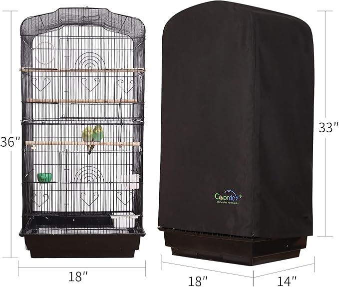 Colorday Good Night Bird Cage Cover for Large Bird Cage with Play Top (Patent Pending) (Black, 64")