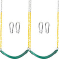 TURFEE 2 Pack Green Swing Seats Heavy Duty with 66" Chain, Swing Set Accessories Replacement with Snap Hooks for Kids Outdoor Play Playground, Trees, Playground(Green)