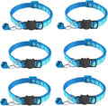 6 Pack Breakaway Cat Collar with Bells, Claw Print Design, Safety Buckle Kitten Collars, 0.4 Inches Width Lightweight, Adjustable 7.5-12.5 Inches Suitable for Girl Boy Cats
