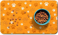 Dog Food Mat, Absorbent Water Bowl Mats Cat Pet Feeding Placemats Orange 16 * 24 inch