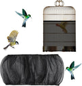 Bird Cage Seed Catcher, Bird Cage Net, Large Stretchy Form Fitting Mesh Skirt Cover, Adjustable Soft Airy Nylon Mesh Net, Birdcage Cover Skirt Seed Guard for Parrot Parakeet Macaw (Black)