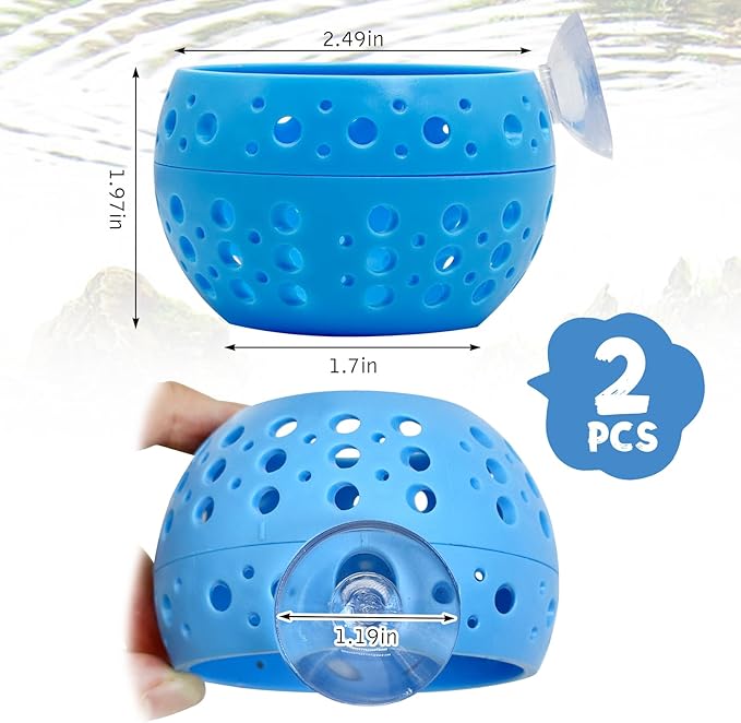 Fhiny Betta Tunnel, 2 PCS Aquarium Fish Hideout with Suction Cup Tank Tunnel Shrimp Cave Aquarium Ornament Fish Tank Accessories for Shrimp Betta Guppy Hiding Resting (Blue)