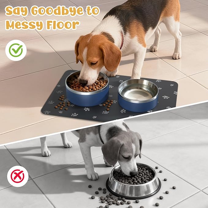 Dog Food Mat, Diatom Ooze Cat Water Mats Non Slip for Floors Waterproof and Water Absorption, Easy to Clean-Dog Paw (15.5" H*23.5" L)