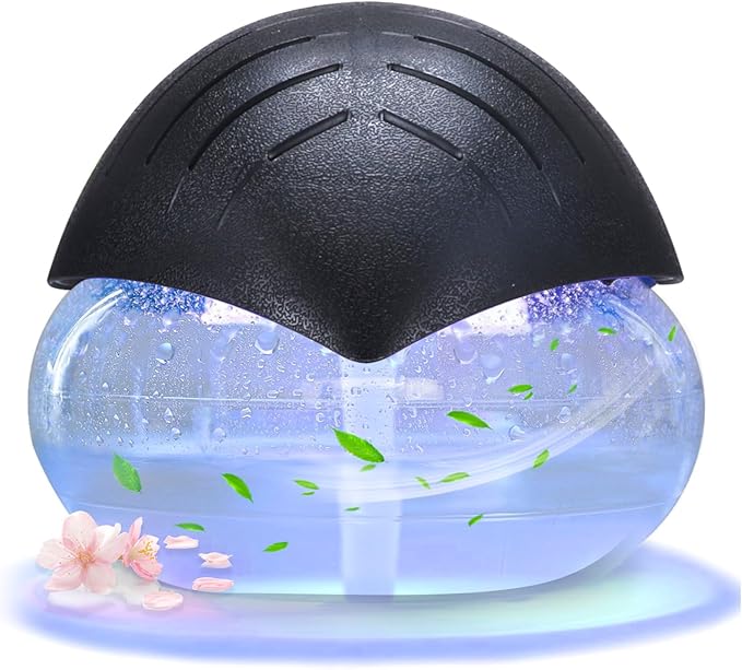 Air Freshener（Black） - for Home, Bedroom, Office and Warehouse - Essential Oil Aroma Diffuser with LED Color Night Light and Soothing Water Flow Sound - for Pets and Smokers.