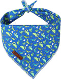 Summer Dog Bandana, UP URARA PUP Dinosaur Triangle Bid Scarf for Medium Large Dogs, Cotton Kerchief for Girl Boy Puppies, Cute Summer BlueBandana,L