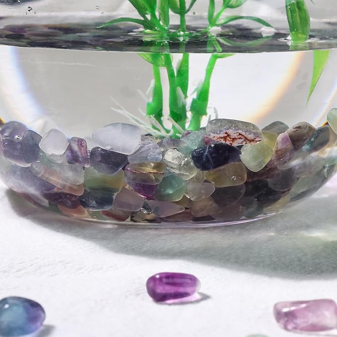 JOHOUSE Quartz Crystals, Crushed Chips Tumbled Polished Stones Assorted Irregular Shaped Decorative Rocks Succulent Pebbles for Indoor Plants Aquarium Betta Fish Tank Gravel Vase Filler DIY Crafts 1LB