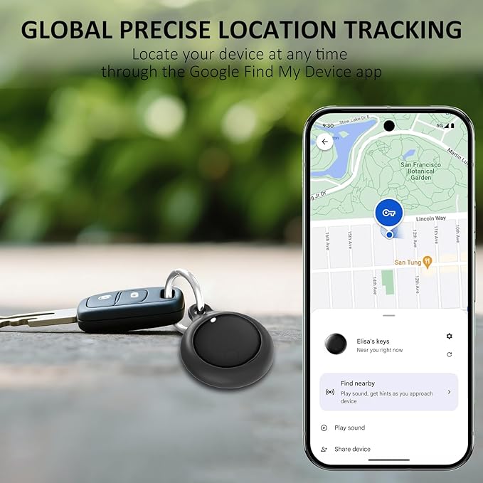 Cat Tracker Works with Android - GPS Pet Collar for Cats | No Monthly Fee | Waterproof | Replaceable Battery | Anti-Lost, Android GPS Tracker Tag, Bluetooth Smart Item Finders