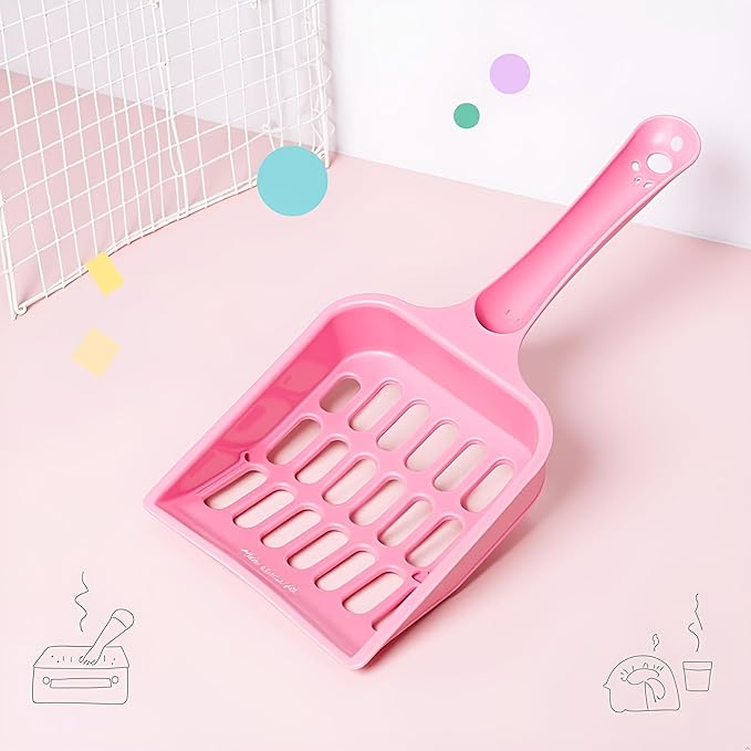 Pink Cat Litter Scoop,Tray with Handle Compact Solid Color Cat Litter Sifter Coffee One Size