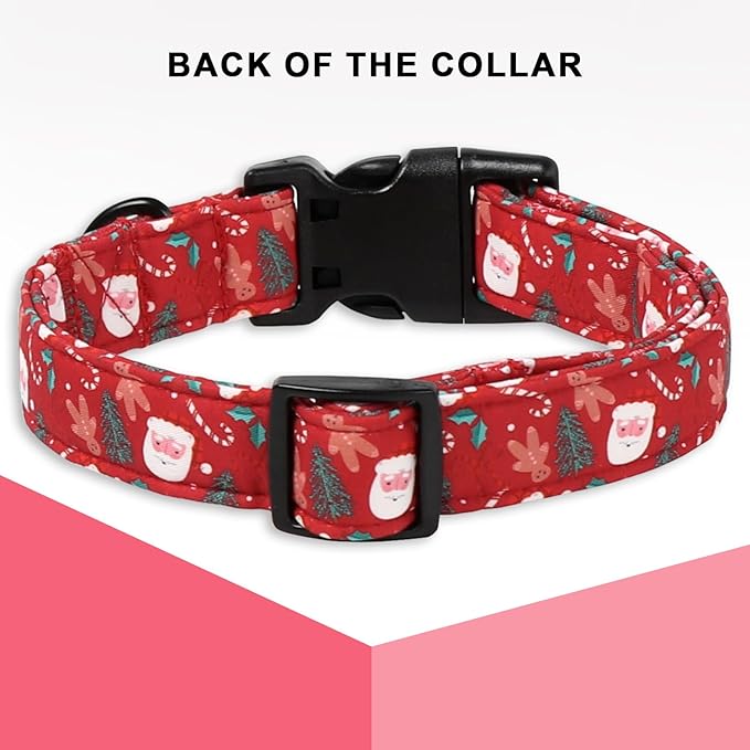 Christmas Dog Collar, Unique Style Paws Santa Claus Dog Collar for Christmas Comfortable Red Pet Collar with Lightweight Plastic Buckle for Holiday, Fancy Dog Gift