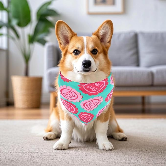 30 Pcs Fathers Day Small Dog Bandanas Bulk 25 Inch Love Dad Dog Bandanas for Medium Dogs Breed Best Dad Dogs Bandana Large Cats Grooming M