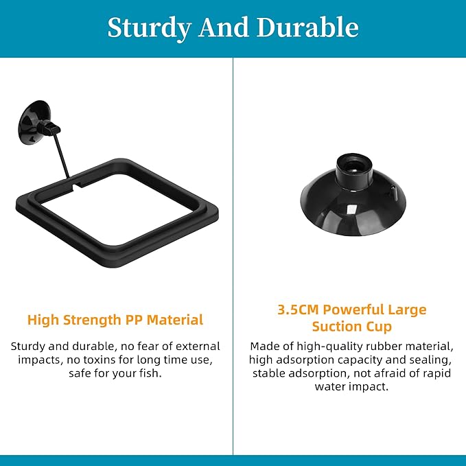 Fish Feeding Ring Aquarium Square Floating Food Feeder Circle with Strong Suction Cup Fish Tank Feeding Ring for Betta Goldfish Guppy