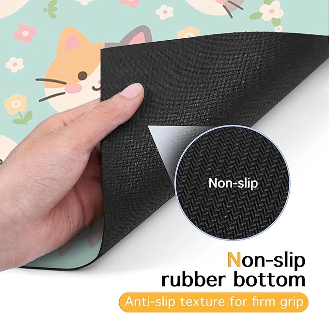 Cat Feeding Mat 24x16 inch Kitten Print Pet Bowl Placemat Non Slip Floor Mat for Food and Water Indoor Kitty Feeding Station Cute Meal Pad for Small Pets Kitchen Use
