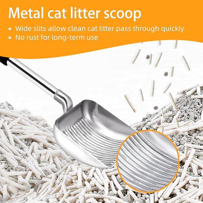 Cat Litter Sifter Metal Pet Scoop Kitty Cat Scooper Non-Stick Coated with (16in-31in