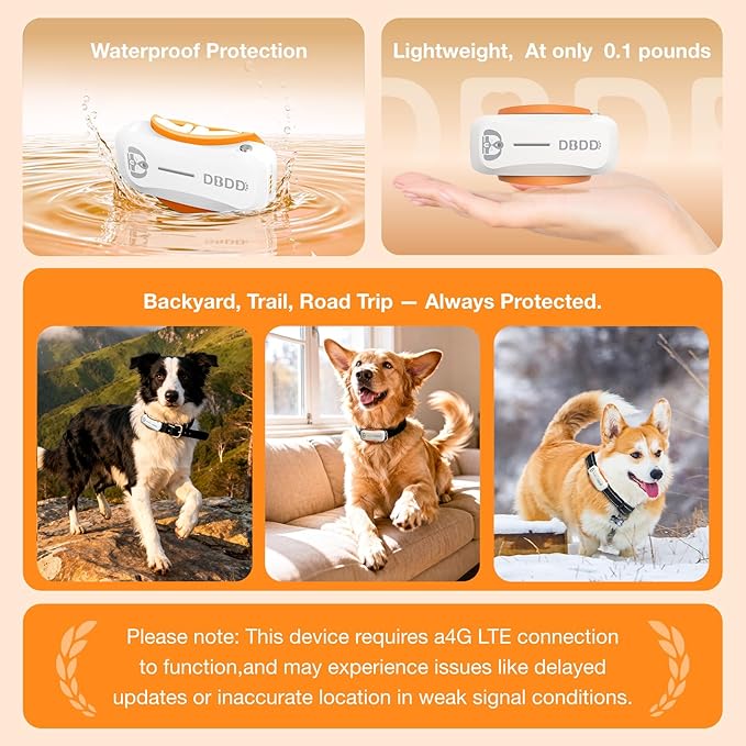 Next-GEN Smart GPS Tracker for Dogs [36 Month Membership Included] Real-Time Location Tracking with Escape Alerts, Health Monitoring, Waterproof, iOS & Android App, for Dogs 35lbs+（White