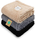 1 Pack 3 Calming Blankets Fluffy Premium Fleece Pet Blanket Soft Sherpa Throw for Dog Puppy Cat Beige/Black/Grey Large (41" x31'')