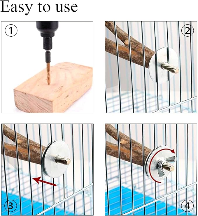 Bird Cage Hardware - 10 Sets of Screws, Washers, Wing Nuts & Drill Tool for Fixing Perch, Food Bowls & Breeding Box