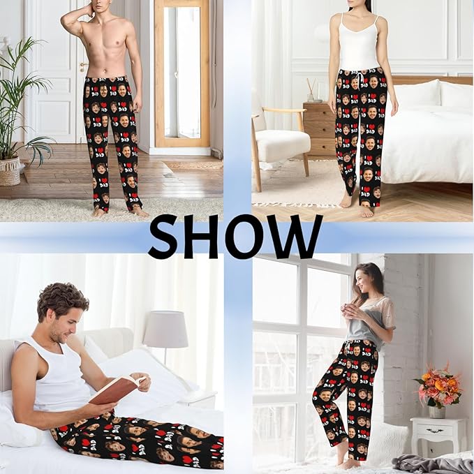 Custom Pajama Pants with Face customized PJ Pants Christmas Valentine gifts for Men Women