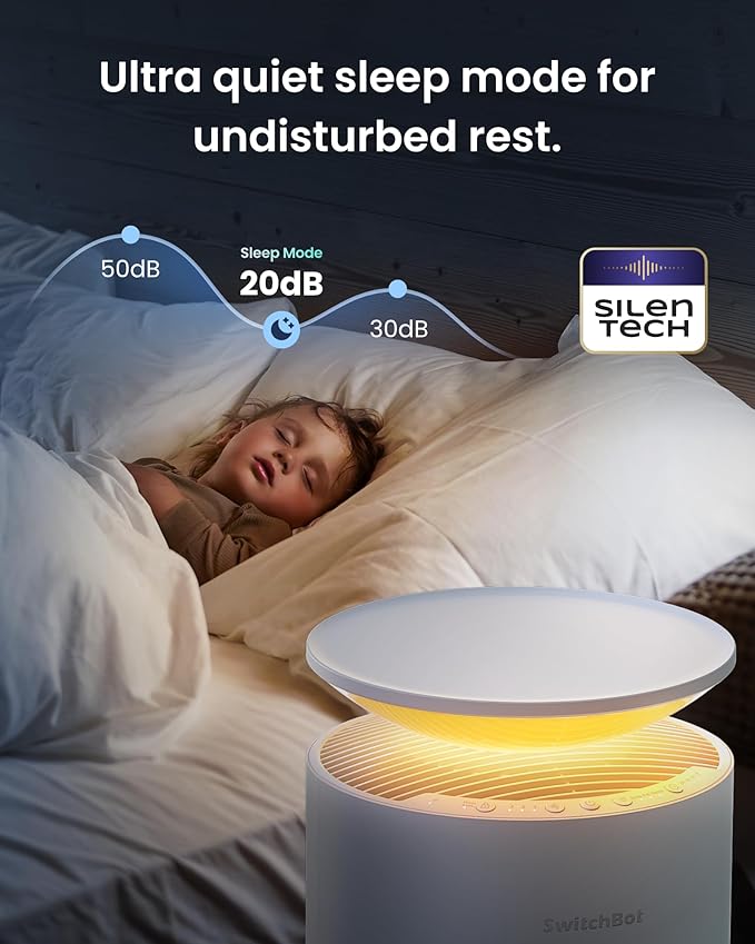 SwitchBot Air Purifier for Home up to 3620 ft², HEPA Air Purifier with Pet Mode, Washable Filter, Aromatherapy, 10 RGB Lights, Cleans Odor Pets Hair Pollen Dust Smoke, Work with Matter HomeKit Alexa