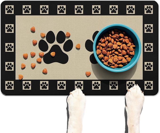 Absorbent Pet Dog Bowl Mat for Food and Water, Pet Cat Food Feeding Mat with Non Slip Rubber Backing, Dog Food Mats for Floors Waterproof, 24"x32"