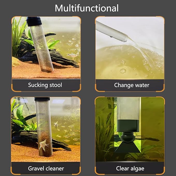 Carefree Fish Aquarium Gravel Vacuum Sand Cleaner with 6Ft Pipe Fish Tank Water Changer Adjustable Length ABS(for 20~100Gal Tank)