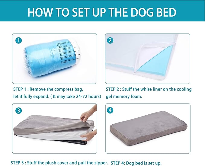 Orthopedic Memory Foam Dog Bed, Cooling Dog Beds for Medium Dogs -Waterproof Pet Bed for Crate with Removable Washable Cover, M(29inch,45Lbs)