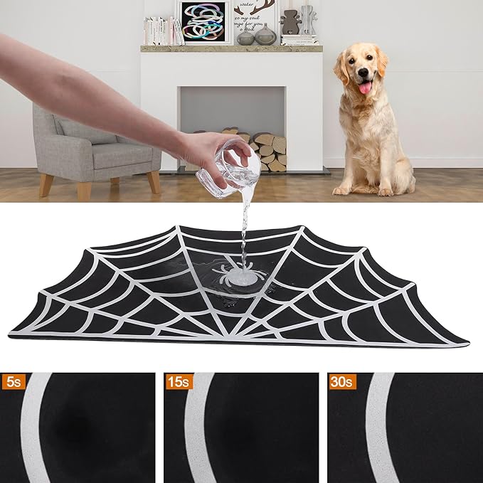 Halloween Pet Mat for Food and Water, Pet Feeding Mat for Dog Cat Bowl Absorbent Anti-Stain Non-Slip Quick Dry Easy Clean Floor Placemat, Pets Accessories Indoor (20 * 31.5 in)