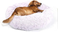Calming Dog Bed for Medium Dogs Washable Donut 30 inches Anti-Slip Pet Bed,Round Fluffy Plush Faux Fur Cat Bed,Fits up to 45 lbs Pets,Gradient Purple