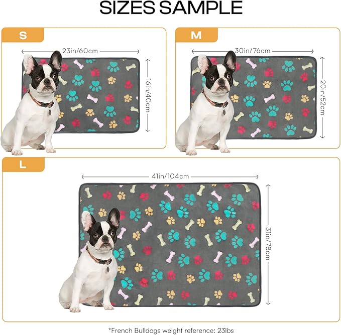 Luciphia 1 Pack 3 Blankets Fluffy Premium Fleece Pet Blanket Flannel Paw Printed Throw for Dog Cat(Medium 30x20'', Grey/Brown/Blue)