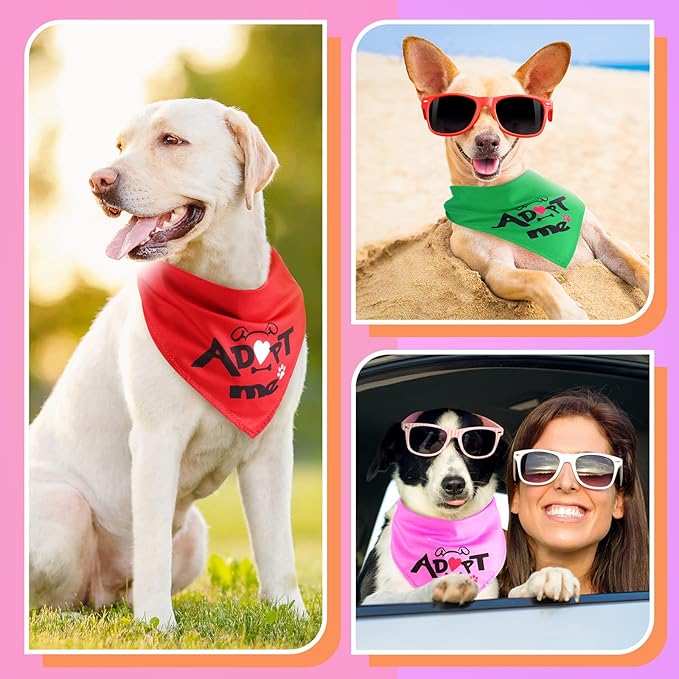 20 Pack Adopt Me Dog Bandanas Plain Adopt Me Triangle Dog Bandana Reversible Triangle Bibs for Dogs Cats Pets Costume Accessories, Assorted Colors, 25.6 x 17.7 x 17.7 Inch
