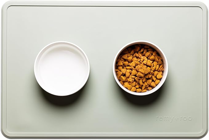 Remy+Roo Sage Silicone Dog Food Mat for Pet Bowl | 100% Waterproof | Non-Slip | Dishwasher Safe