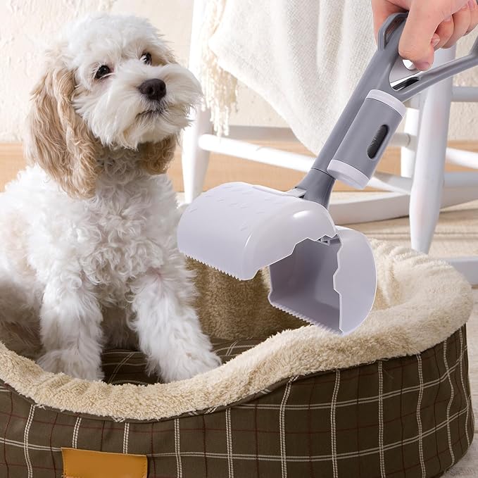 Toyvian Heavy Duty Pooper Scooper for Large Dogs with Long Handle Portable Dog Poop Picker Waste Scoop Tool for Outdoor Pet Cleanup Gray