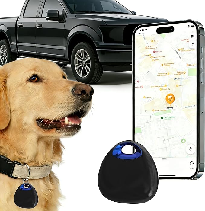 GPS Pet Tracker with Apple Find My Network, Android Compatibility, Real-Time Location Tracking, Water-Resistant (DINGWEIQI04)