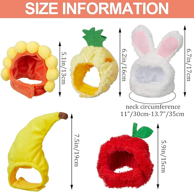 Weewooday 5 Pieces Cat Costume Christmas Bunny Hat Outfit with Ears Funny Cat Hat and Small Dogs Kitten Puppy Party Easter Christmas Headwear Costume Accessory(Cute Style)