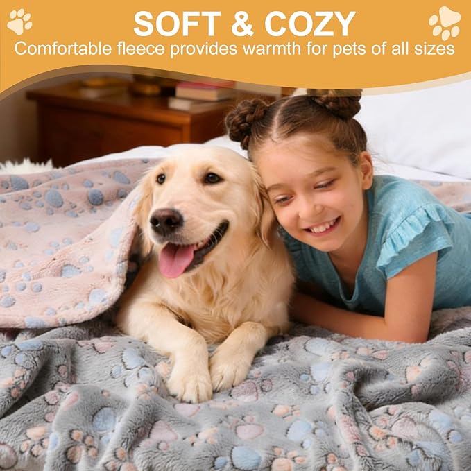 1 Pack 3 Blankets for Dogs, Dog Blanket for Large & Medium Pet Cat, Premium Soft Fluffy Suitable for Sofas, Kennels & Beds, Gifts Puppy Essentials, 41x31inch, Brown/Purple/Coffee Brown