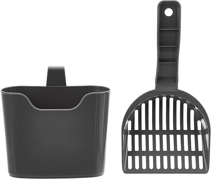 Amazon Basics Durable Litter Scoop for Cat Litter Box,with Holder,Efficient Scooper,(Pack of 12)