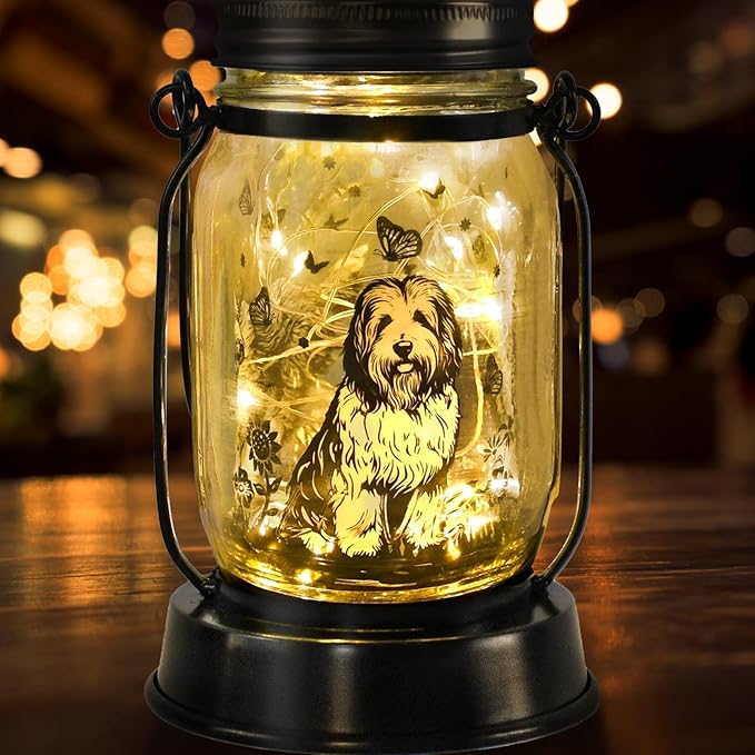 Polish Lowland Sheepdog Gifts for Women/Men, Pet Solar Lanterns Polish Lowland Sheepdog Lover Lantern Pet Loss Dog Memorial Lights Solar Garden Decoration for Yard,Patio,Torches Lights Home Decor