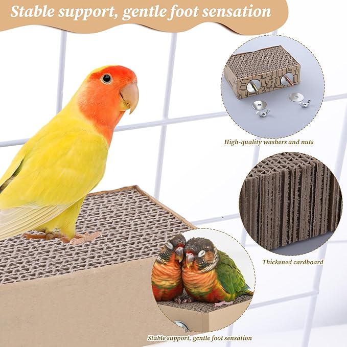 Paper Bird Perches Stand Platform Bird Chew Toy Parrot Cage Perch Cardboard Platform Birds Paw Grinding Stand Parrot Playground Exercise Toys Resting Platforms Stands for Small to Medium Sized Birds