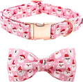 Dog Collar, Christmas Pink Santa Claus Cotton Pet Collar Bow Holiday Girl Boy Cute Puppy Collar Adjustable Pet Collar for Small Dogs