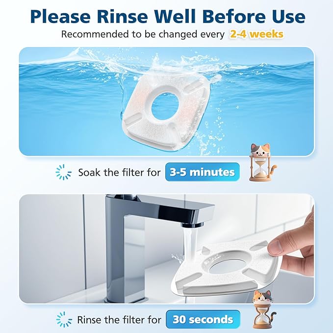 16 Pcs Cat Water Fountain Filters for Veken 95oz/2.8L, 67oz, 85oz, 135oz Dog Water Fountain Automatic Pet Fountain Dog Water Dispenser 8 Pcs Pet Fountain Filter Replacement & 8 Pcs Pre-Filter Sponges