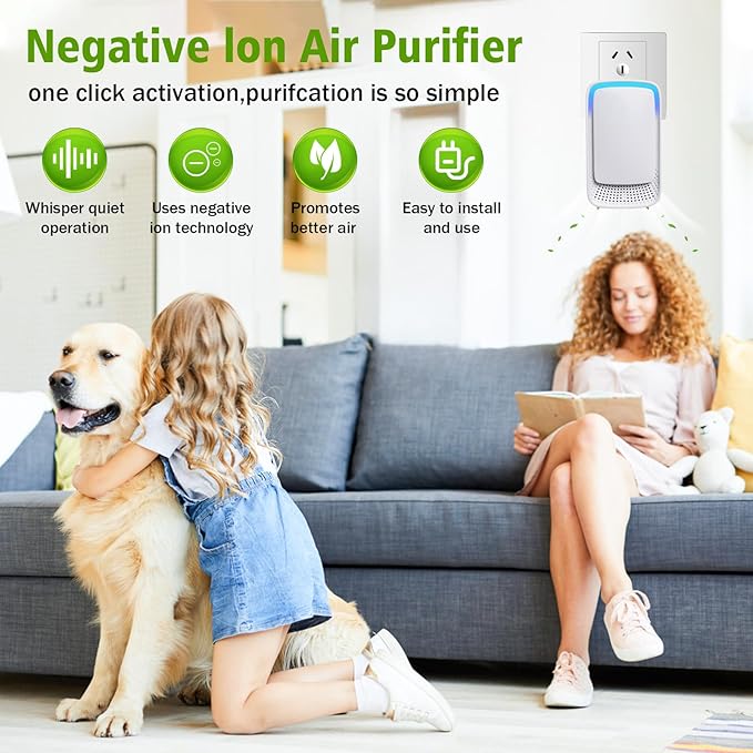 2026 New 6 Pack Plug In Air Ionizers-Negative Ion Air Purifier for Home Silent Work Air Cleaner for Bathroom,Living Room,Office,Kitchen,Pet Room,Portable Ionic Air Purifier for Bedroom(6)