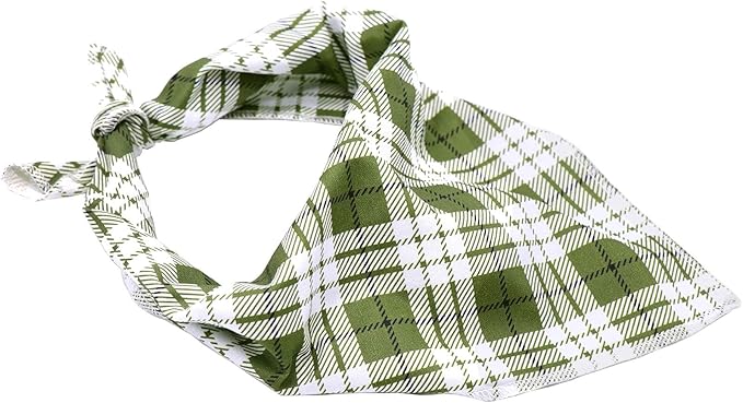 ARING PET Christmas Dog Bandanas, Green White Plaid Triangle Scarf for Puppy Small Medium Large Boy Girl Dogs-S