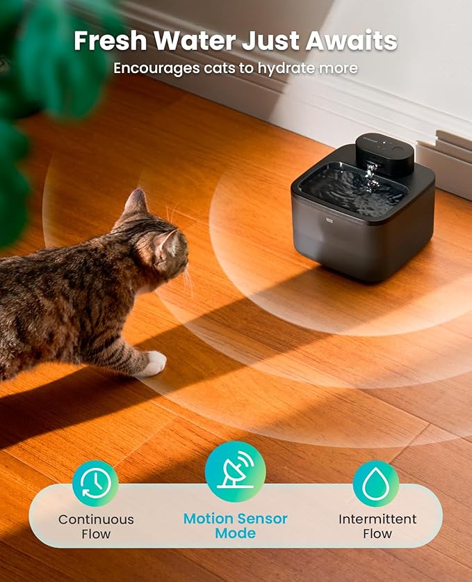 oneisall Wireless Cat Water Fountain: 74oz/2.2L Cordless Pet Water Fountains, 4000mAh Battery Operated Ultra-Quiet Integrated SilentFlow™ Pump for Cats Indoor, Automatic Cat Water Dispenser, BPA-Free