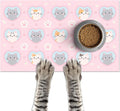 Cat Feeding Mat 24x16 inch Pink Heart Kitten Print Pet Bowl Placemat Non Slip Floor Mat for Food and Water Indoor Kitty Feeding Station Cute Meal Pad for Small Pets Kitchen Use