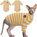 DENTRUN Hairless Cats Shirt Breathable Cat Daily Wear Clothes Stripe Vest Adorable Pajamas Jumpsuit Soft & Skin-Friendly