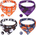 PAWCHIE Dog Halloween Bandanas 4 Pack, Reversible Pumpkin Dogs Scarf Bibs, Dog Holiday Costume Set with Two Adjustable Snaps, Multiple Halloween-Themed Patterns for Dogs Puppy, Cats, Pets